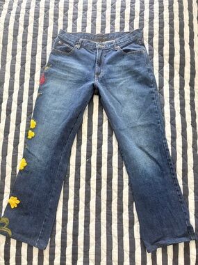 Sanctuary Blue Embroidered Floral Jeans